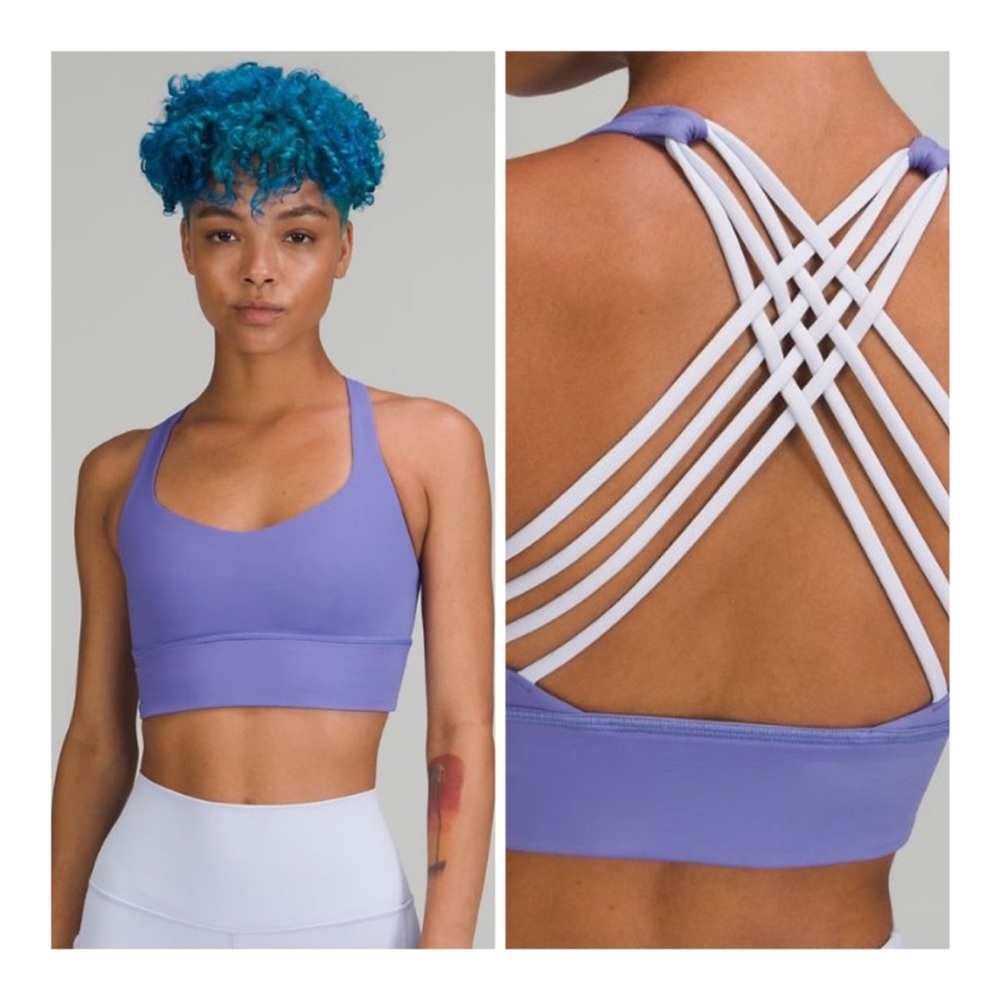 Lululemon Women's  Free to Be Wild Bra High Neck Long Line (indigo purple color)